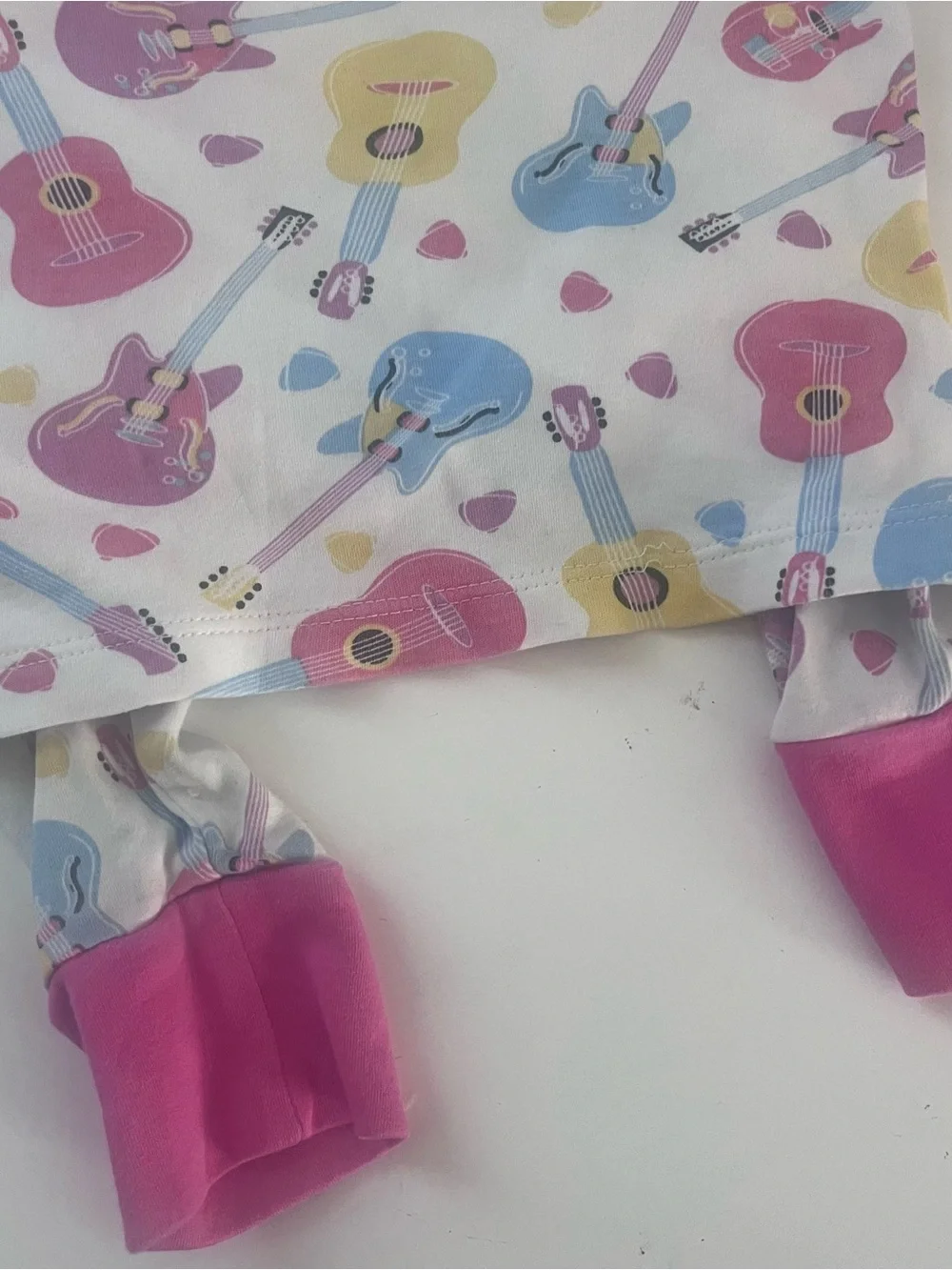 Magnolia Baby Toddler Girl Long Pajamas 2 Guitar Print Pima Cotton Pink Trim